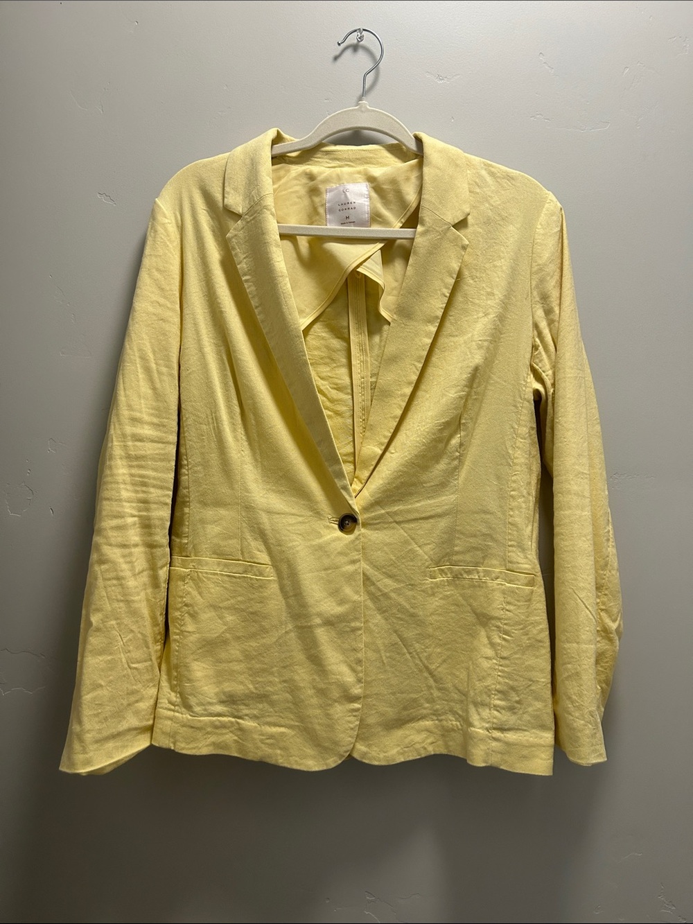 LC Lauren Conrad pastel yellow linen-blend blazer
